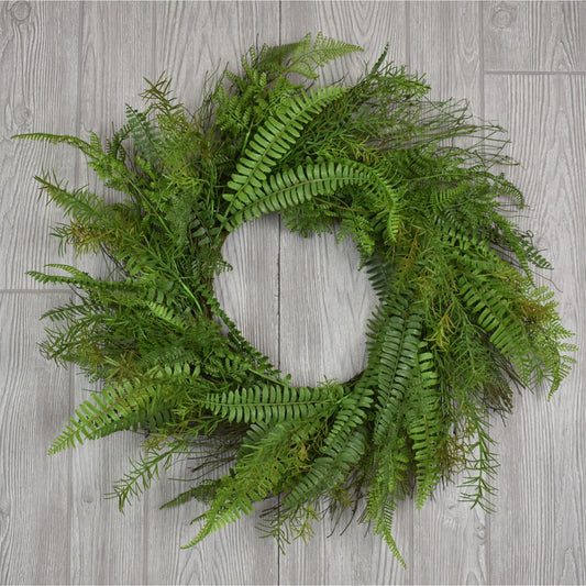 26" UV RESIST NATURAL TOUCH FERN WREATH