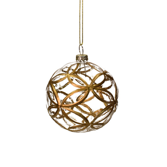 Elevated Elegance Glass Ball Ornament 3” - Gold/Clear  | GS