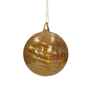 Imaginable Iridescent Swirl Glass Ornament 4.75” Gold | GS