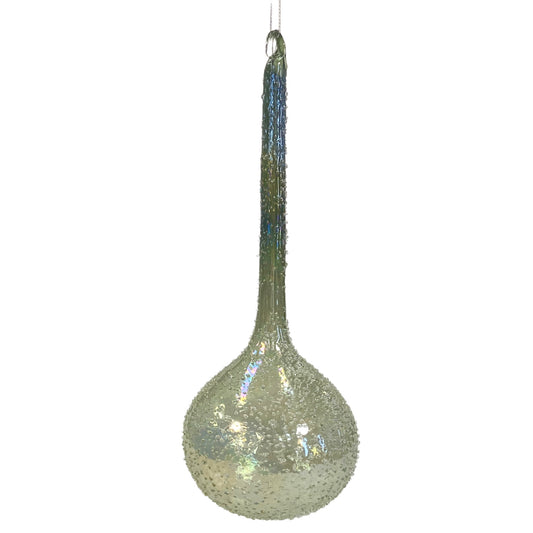 Blown Ombre Glass Beaded Finial Ornament 10” - Sage  | GS