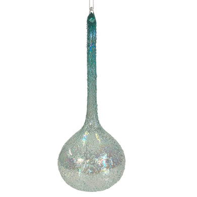 Blown Ombre Glass Beaded Finial Ornament 10” - Aqua  | GS