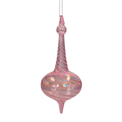 Iridescent Candy Swirl Finial Ornament 8” - Pink | GS