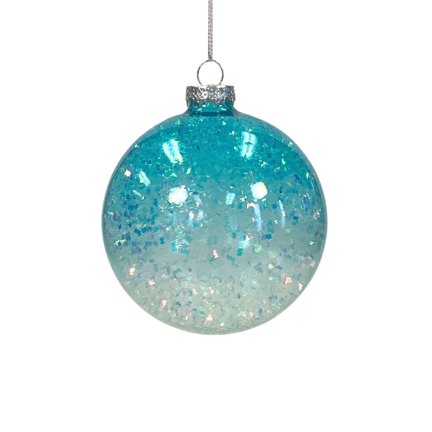 Winter Wonderland Ombre Glass Ball Ornament 4” - Turquoise  | GS