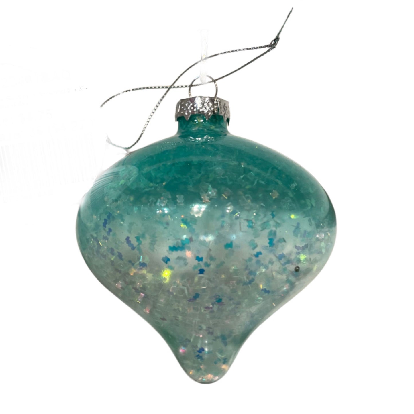 Winter Wonderland Ombre Glass Finial Ornament 5" x 3" - Aqua  | GS