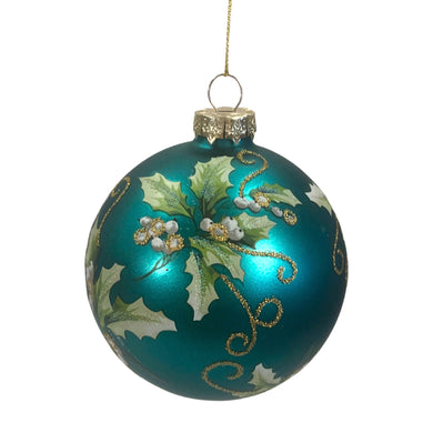 Holly Holiday Berry Ornament 4” - Teal  | GS