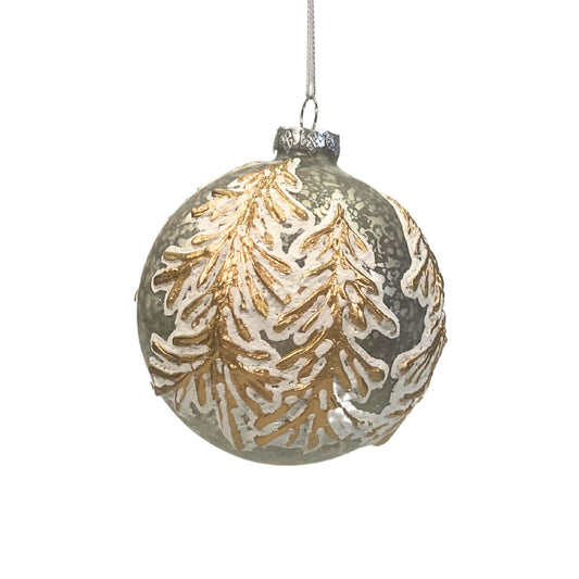 Matte Mercury Gold Brushed Tree Glass Ornament 4” - Silver/Gold  | GS