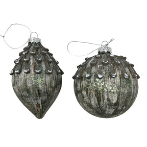 Into the Woods Glass Acorn Finial Ornament Assorted Set 5.25"  | GS