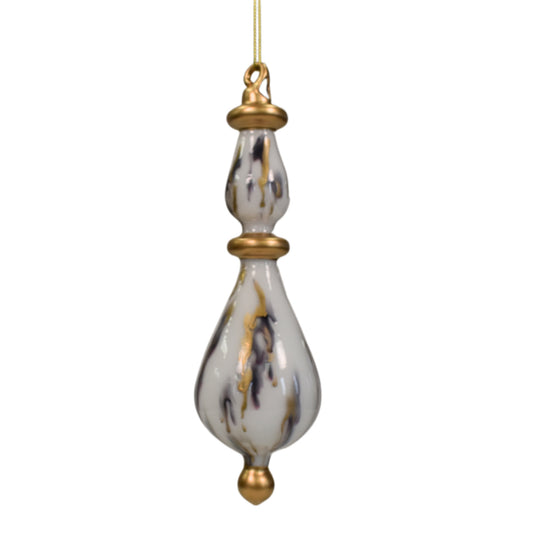 Ornate Marble Slender Finial Ornament 8”  | GS