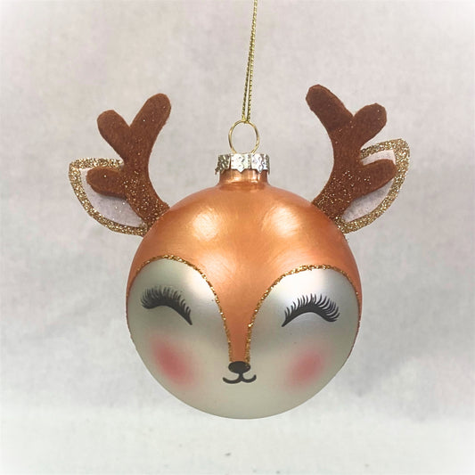 Deer Ol Christmas Ball Glass Ornament 3”  | GS