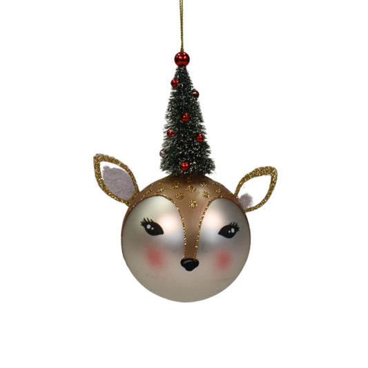 Deer Ol Christmas Ball Tree Glass Ornament 3" x 6"  | GS
