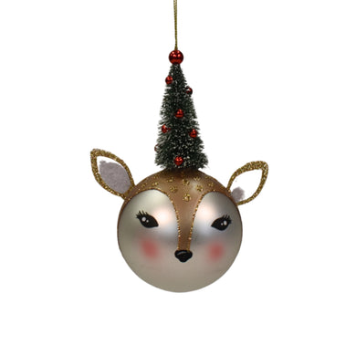 Deer Ol Christmas Ball Tree Glass Ornament 3