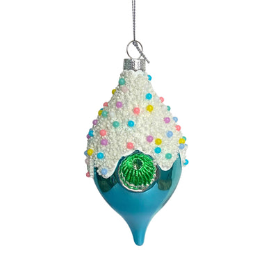 Candy Sprinkle Finial Ornament 5.5” Blue  | GS