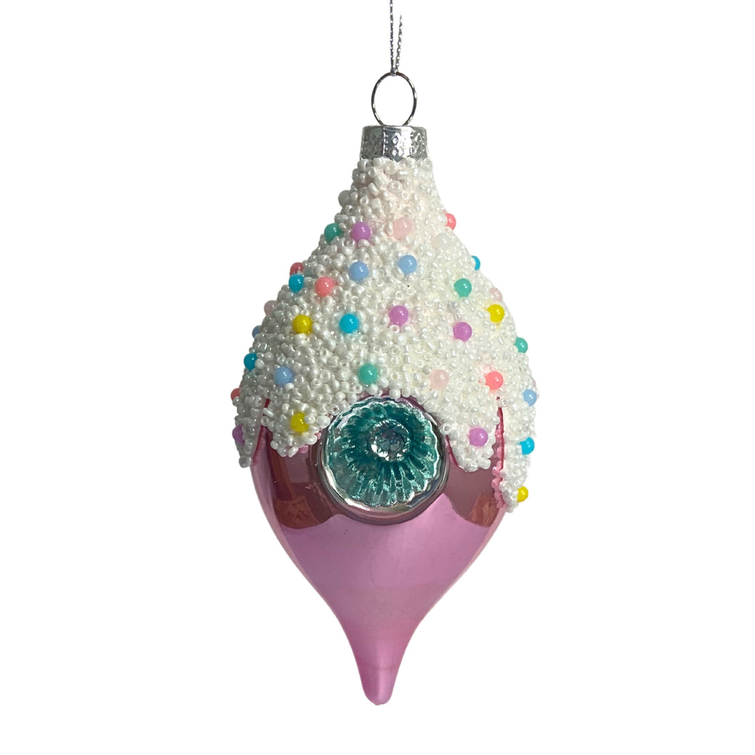 Candy Sprinkle Finial Ornament 5.5” Pink  | GS