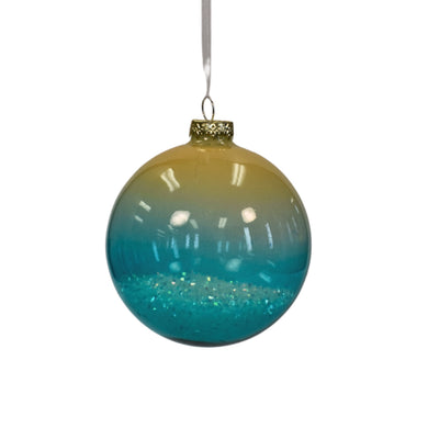 Crashing Waves Glass Ornament 4” - Blue/Tan  | GS