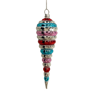 Candy Craze Ribbed Finial Glass Ornament 7.5” | GS