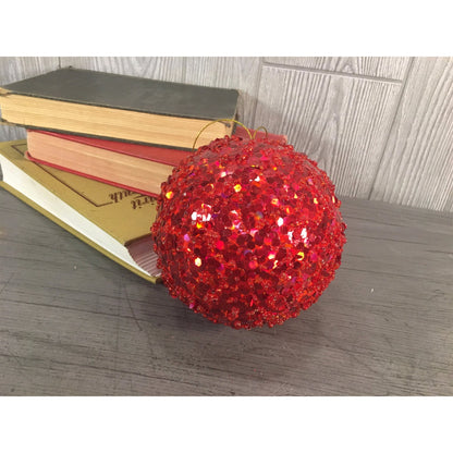 5" Laser Mica Bead Ball Ornament in Apple Green, Red, or Silver/White | WN