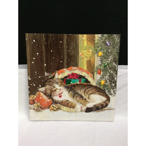 15" Square LED BTY TMR Christmas Cat Print | FX