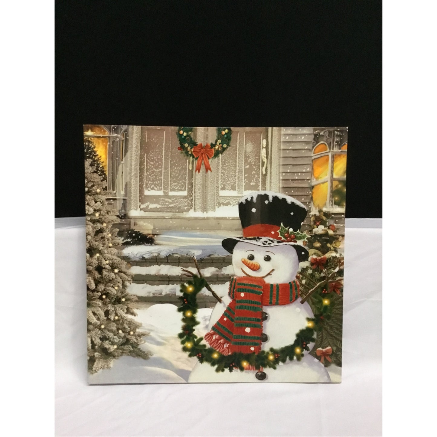 15" Square LED BTY TMR Snowman with Garland Print | FX