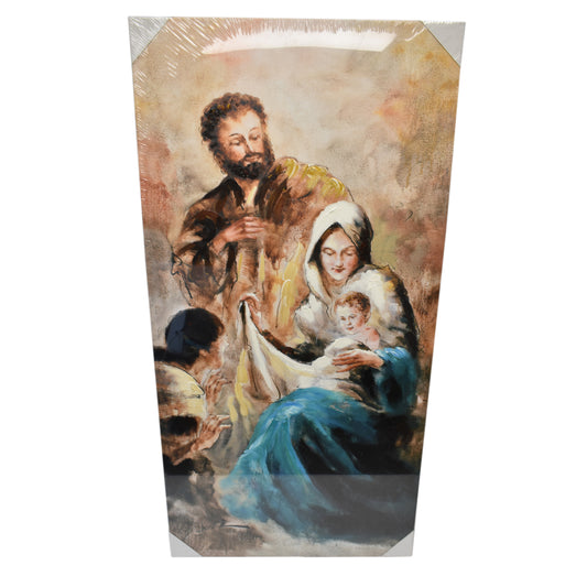 47" x 23.5" Holy Family and Sheppard Oil Painting | FX