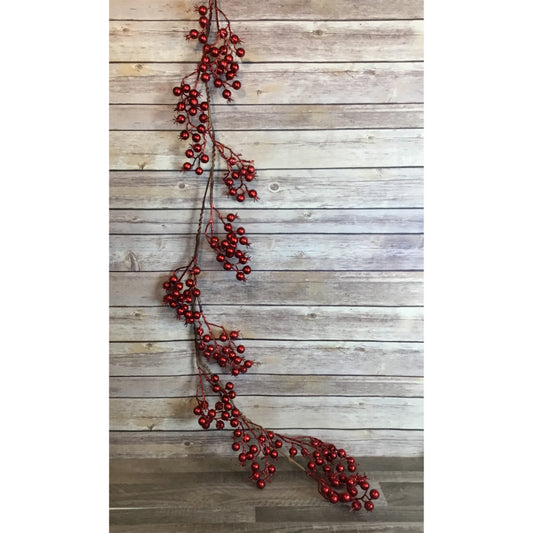 48" Antique Metallic Berry Garland in Red or Silver | QG