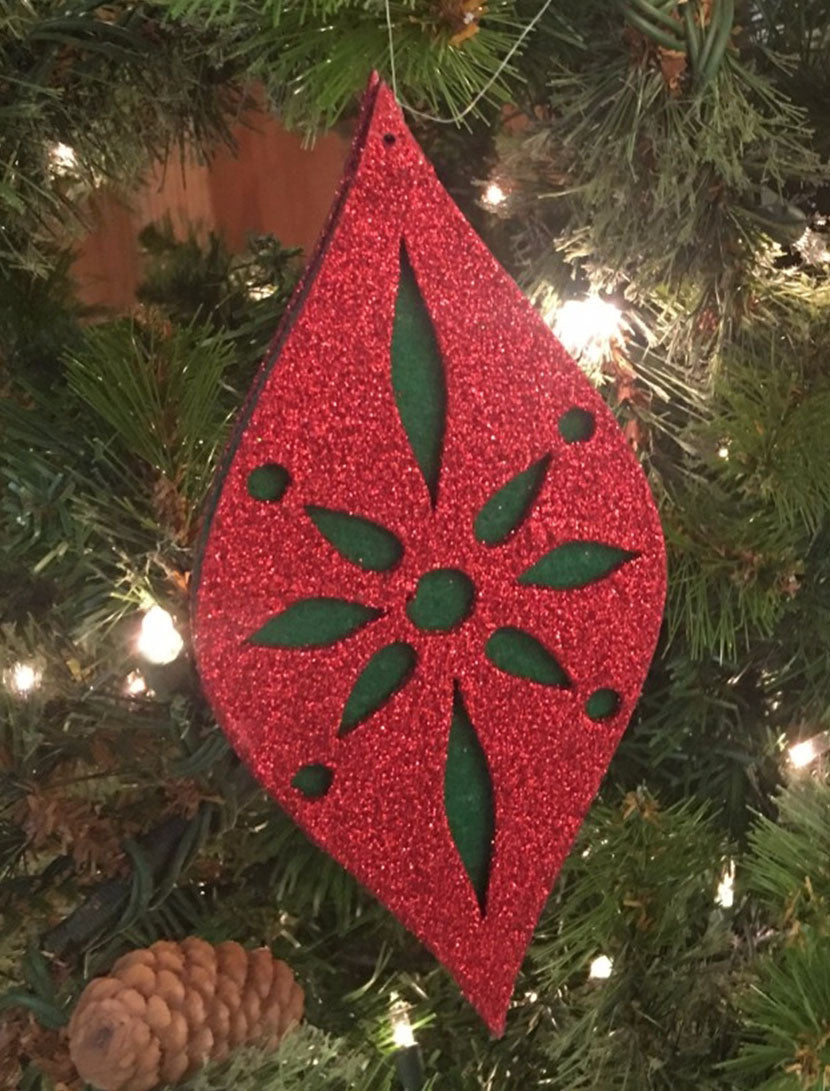 6"- 7" Glitter Red Finial with Felt Insert Asst. Ornament | TA