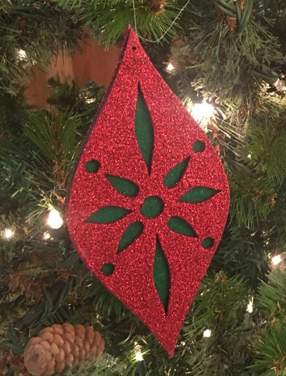 6"- 7" Glitter Red Finial with Felt Insert Asst. Ornament | TA
