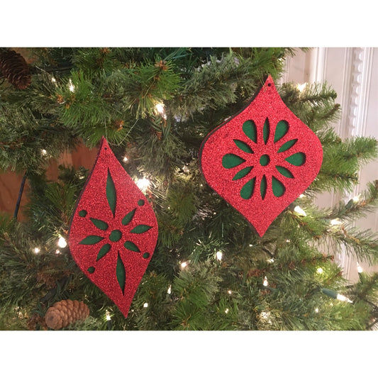6"- 7" Glitter Red Finial with Felt Insert Asst. Ornament | TA