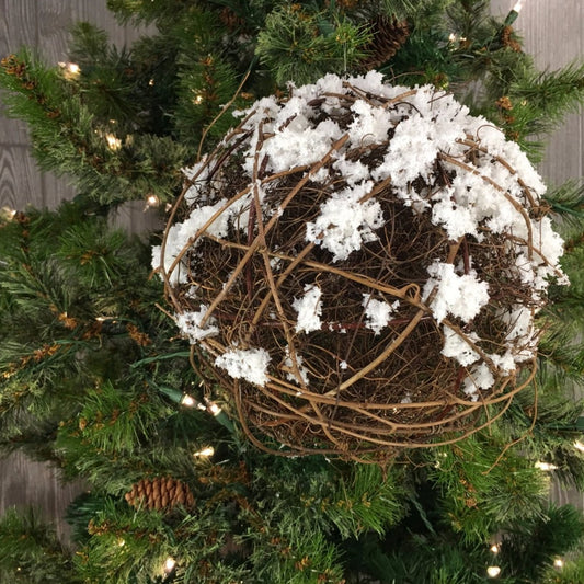 8" Snowed Vine Ball Ornament | QD