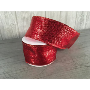 2.5"X10YD Gilded Lame Ribbon in Red | YT