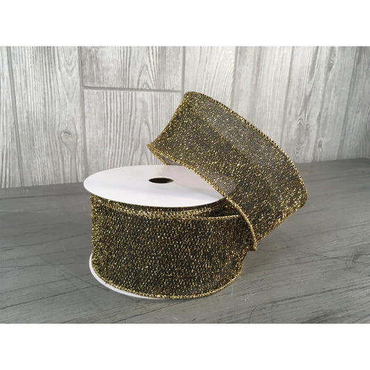 2.5"X10YD Metallic Mesh Ribbon in Antique Gold | YT