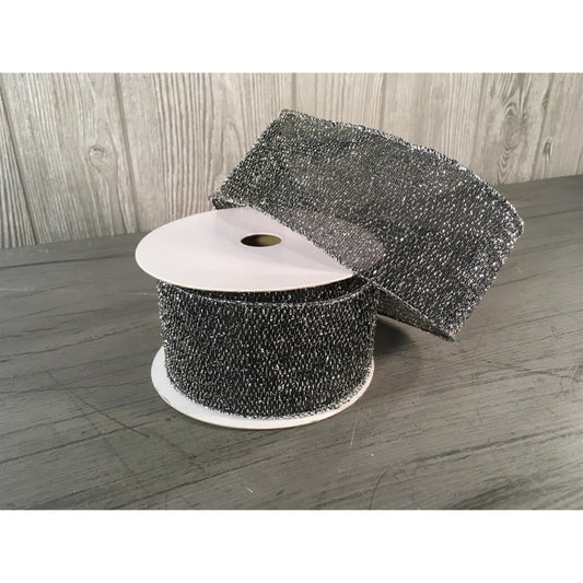 2.5"X10YD Metallic Mesh Ribbon in Antique Silver | YT
