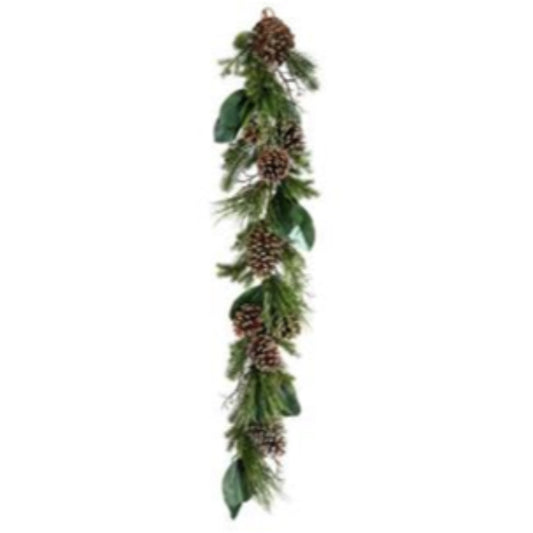 60" Mix Pine Magnolia Leaf Large Cone Garland | H