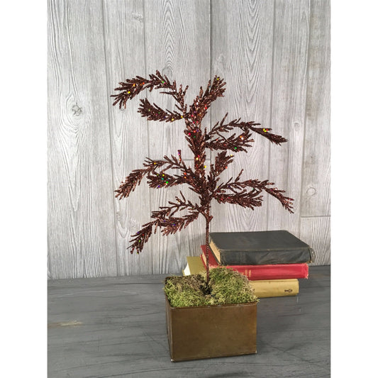 20" Glitter Pine Spray in Chocolate | QS