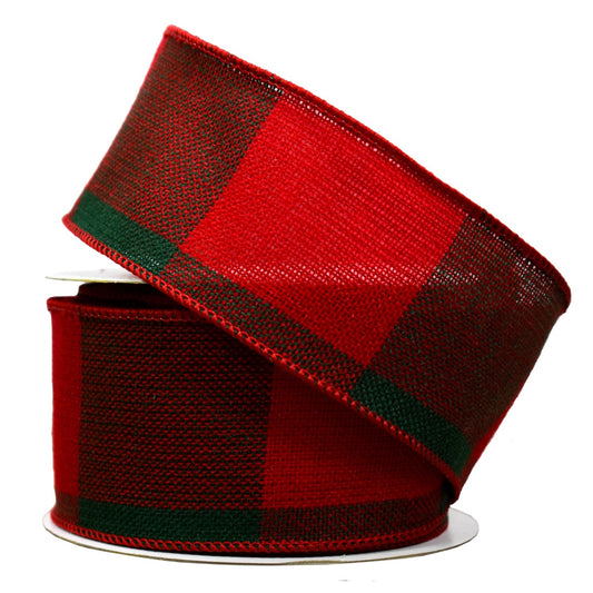 2.5" X 10YD Large Check Ribbon in Red/Green | YT