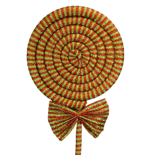 38" Jumbo Metallic Fabric Lollipop Stem in Red/Apple | QD