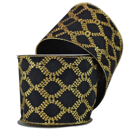 4" x 10YD Glitter Leaf Vine Ribbon | YT