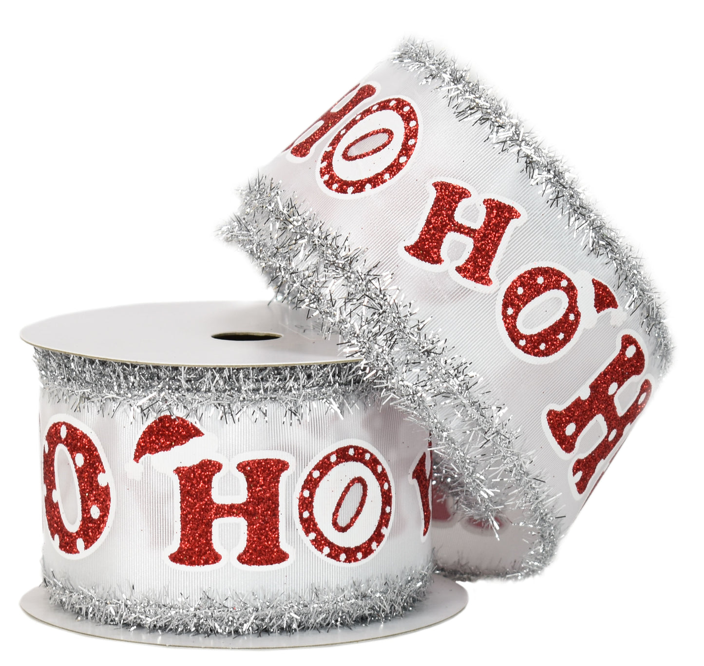 2.5" x 10yd Tinsel Edge "HO HO HO" Satin Ribbon | YT