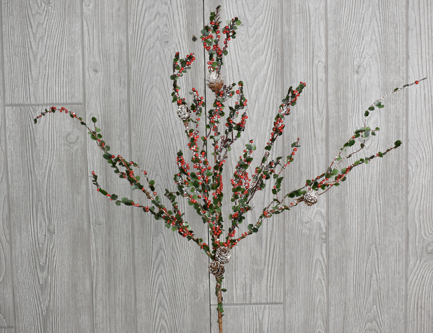 27" Frosted Mini Berry Leaf Spray in Frosted Red Green | QD