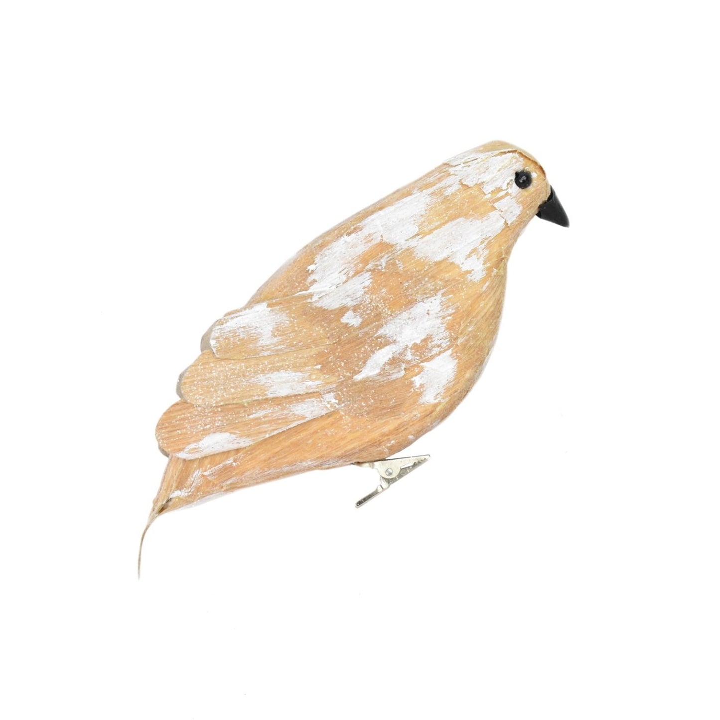 Veneer Bird with clip 4" x 4" x 8.5" in Alabaster