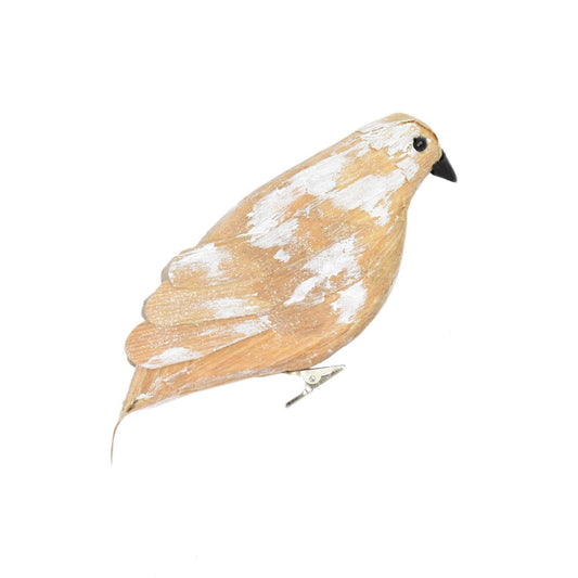 Veneer Bird with clip 4" x 4" x 8.5" in Alabaster