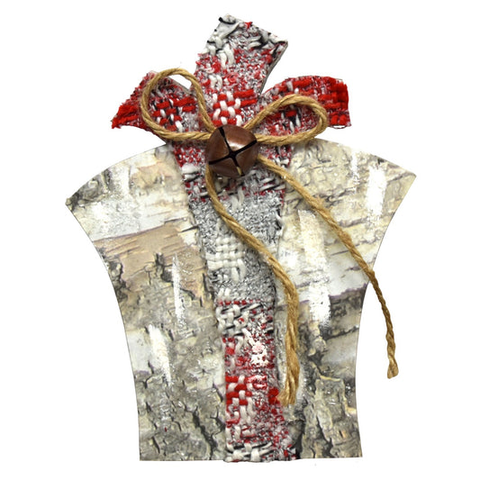 6" Plaid Sweater Fabric Gift Box Ornament | BF