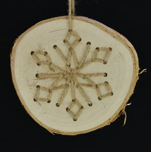 3.75" Wood Disc Snowflake Ornament - 2 Asst, sold seperately | BF
