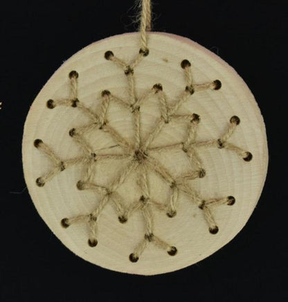 3.75" Wood Disc Snowflake Ornament - 2 Asst, sold seperately | BF