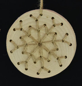 3.75" Wood Disc Snowflake Ornament - 2 Asst, sold seperately | BF