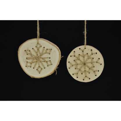 3.75" Wood Disc Snowflake Ornament - 2 Asst, sold seperately | BF