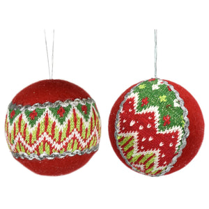 4" Whimsical Wishes Fabric Ball Ornaments (2 Asst.) | BF