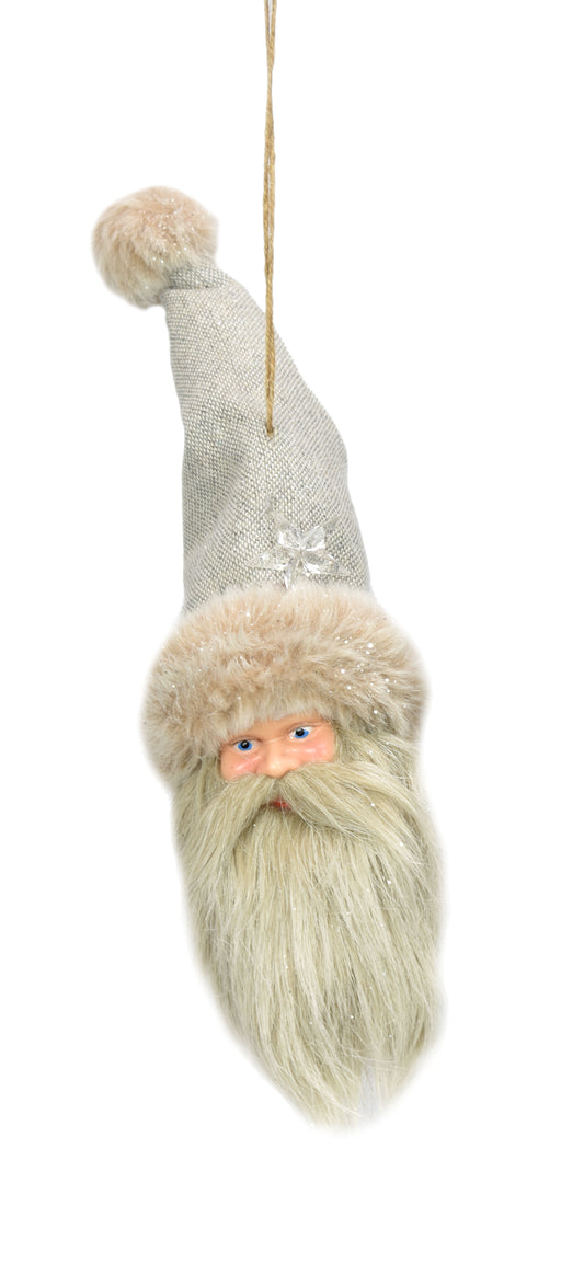 13.25" Small French Velvet Santa Head Ornament | BF