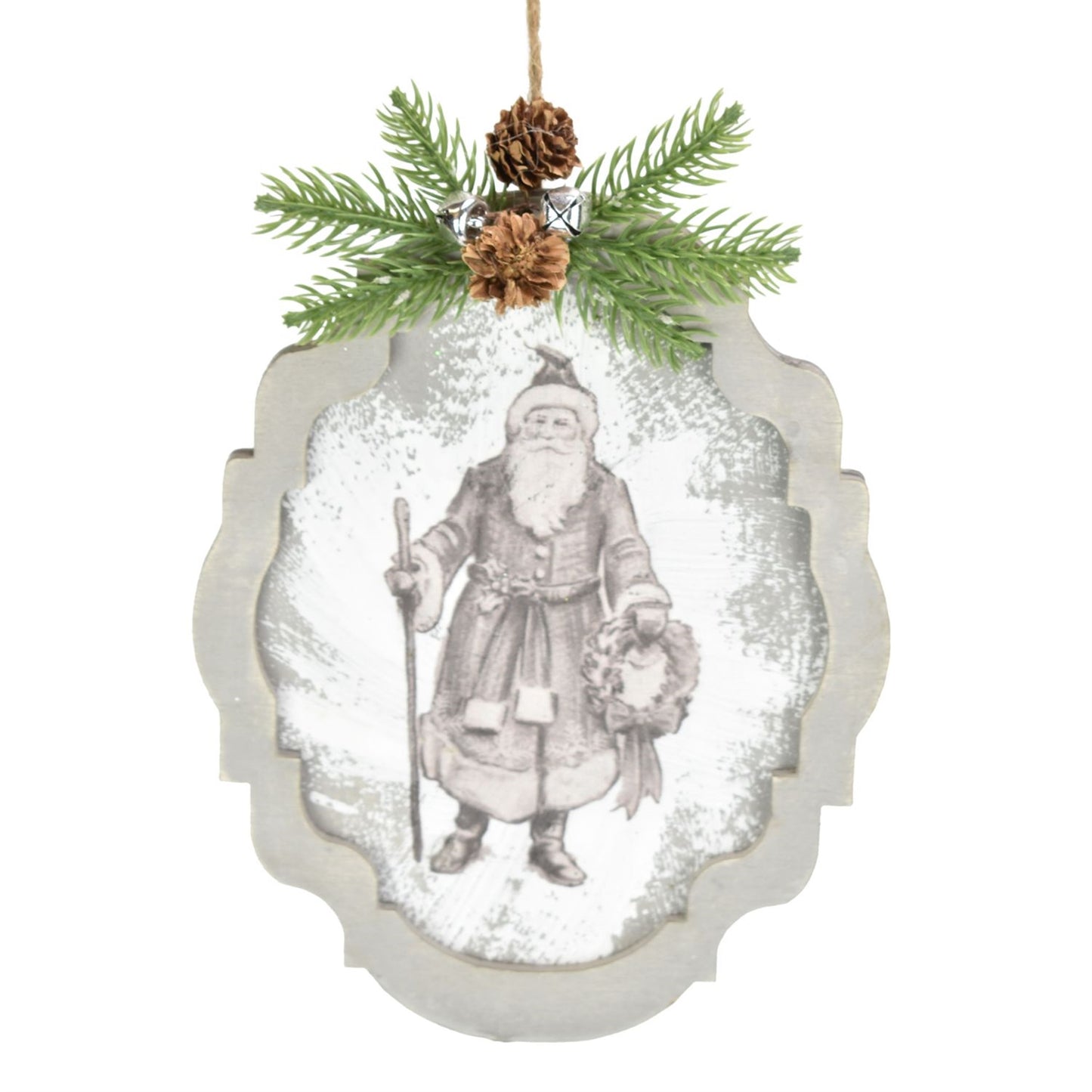 7.5" Santa Frame Ornament with Gray Suit | BF