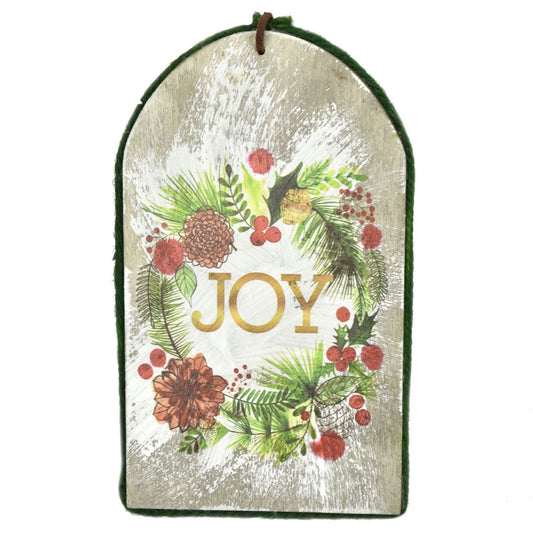 7.5" "Joy" Wreath Wood Ornament | BF
