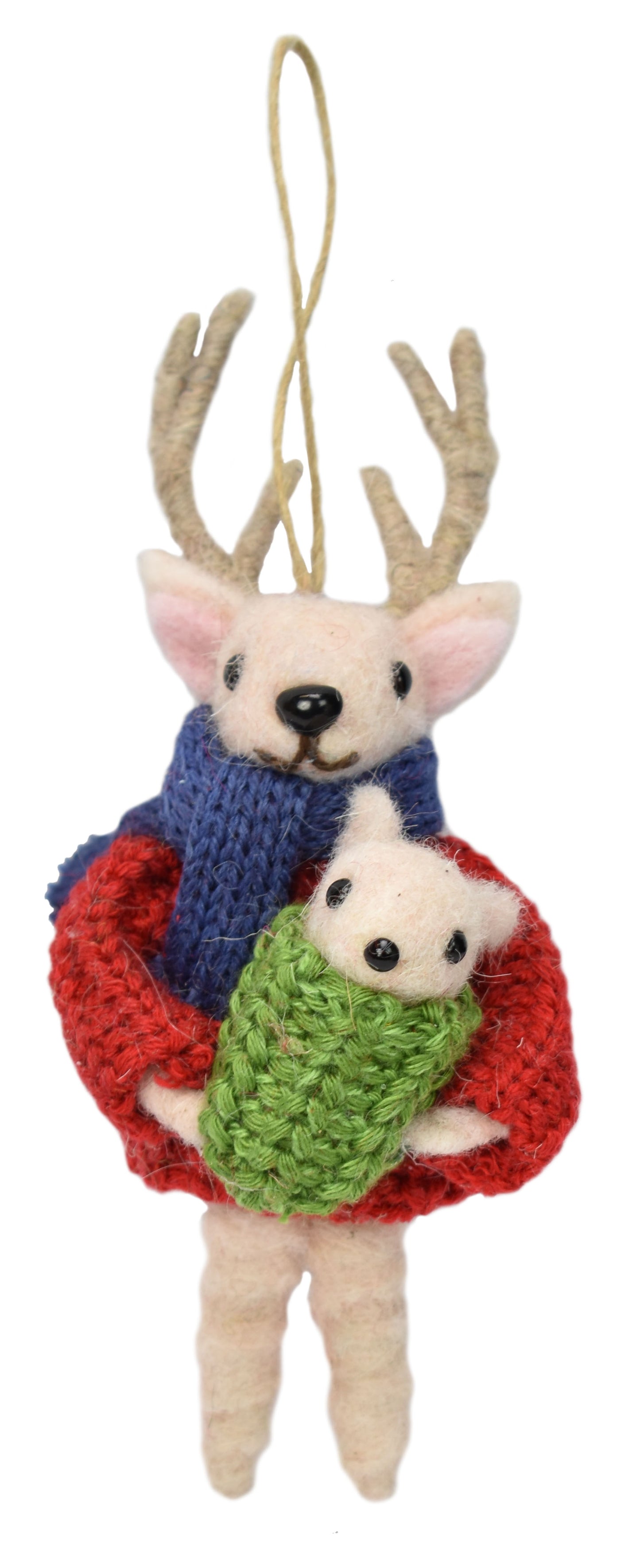 6" Wool Deer with Baby Ornament | BF